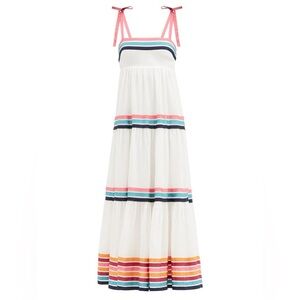 Zimmerman Lulu Tiered Ribbon-Appliqué Linen-Poplin Dress